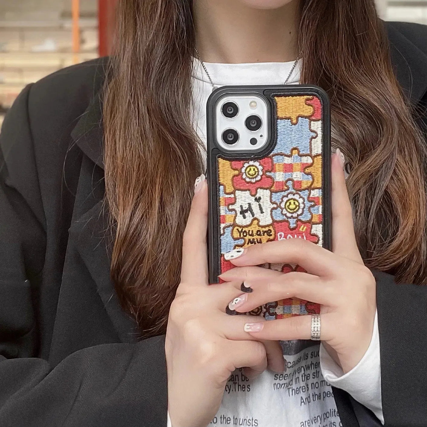 Heavy Industry Embroidery Milk Tea Protective Cover - Bellarte Enchanté Heavy Industry Embroidery Milk Tea Protective Cover
